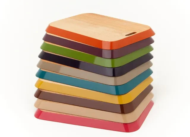 Stacked chanto multi trays in colourful urushi lacquer