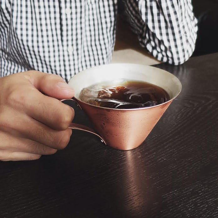 Handcrafted Copper Ice Coffee Cup (350ml) - RED&WHITE -