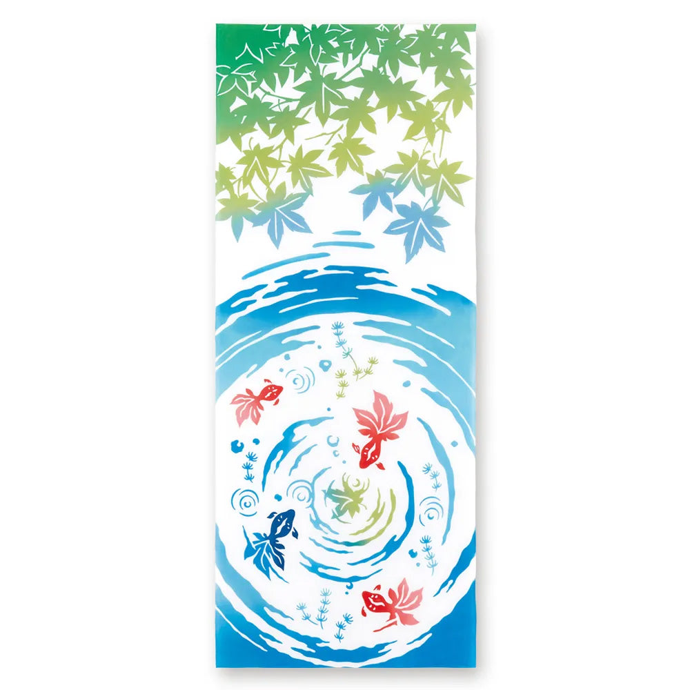Artisan Hand-Dyed Japanese Tenugui Cloth - From Towel to Elegant Wall Accent | Summer "Vibrant Festivals & Ocean Breezes"