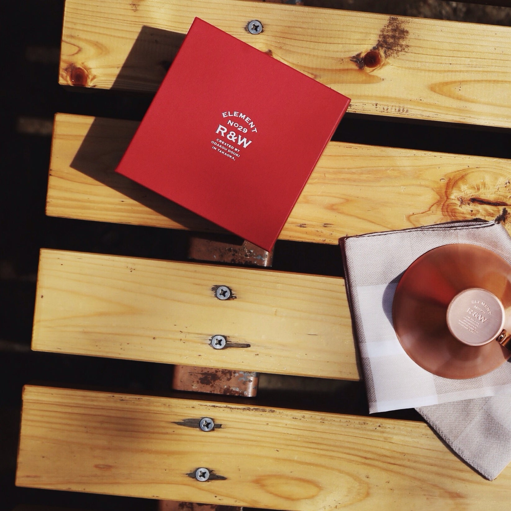 Handcrafted Copper Ice Coffee Cup (350ml) - RED&WHITE -