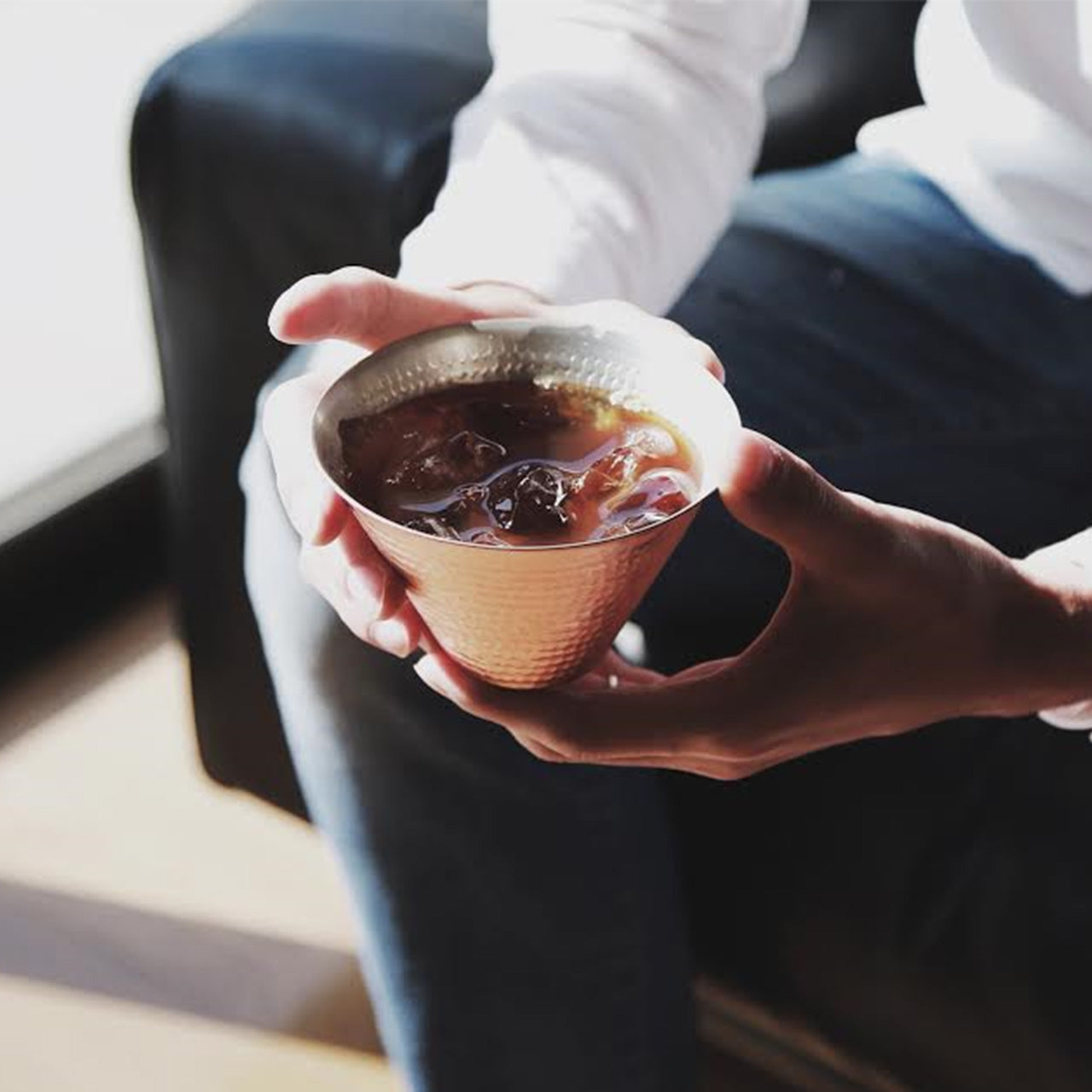铜制冰咖啡杯 - 红色和白色 -