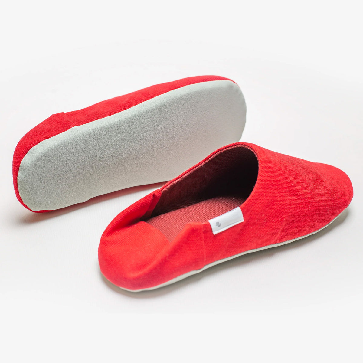 Cardinal red canvas babouche, sole view #Color_Cardinal Red