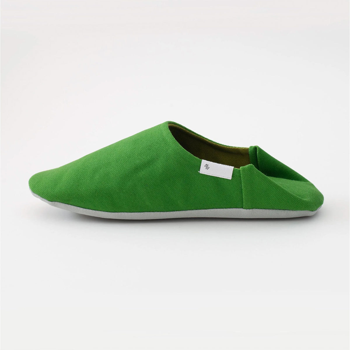 Citron green canvas babouche, side view #Color_Citron Green