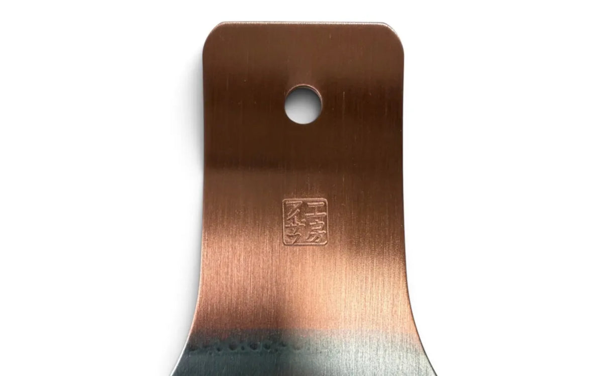 Pure copper handle that deepens in color with use