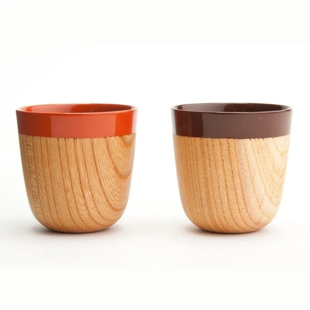 chanto urushi espresso cups with wooden bodies