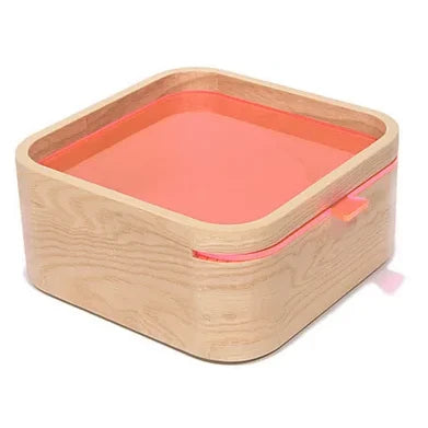 chanto wooden container, natural with pink lid #Color_Natural / Pink