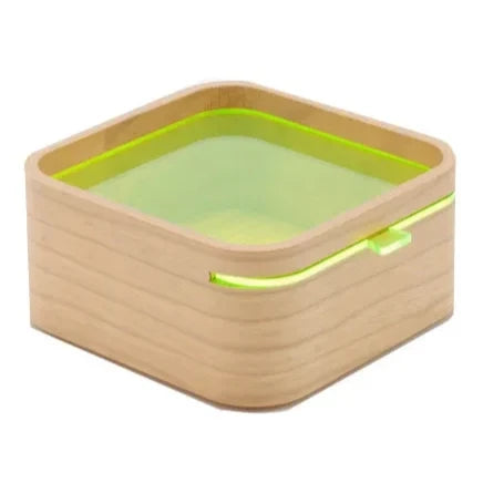 chanto wooden container, beige with green lid #Color_Beige / Green