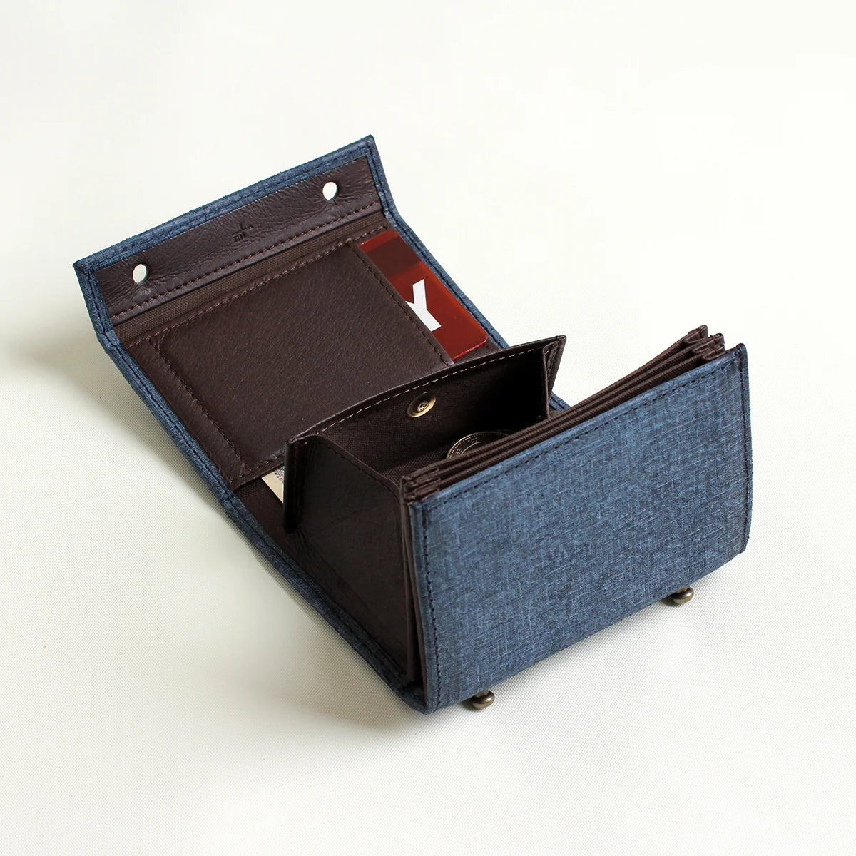 m+ Quadretti wallet in navy, opened