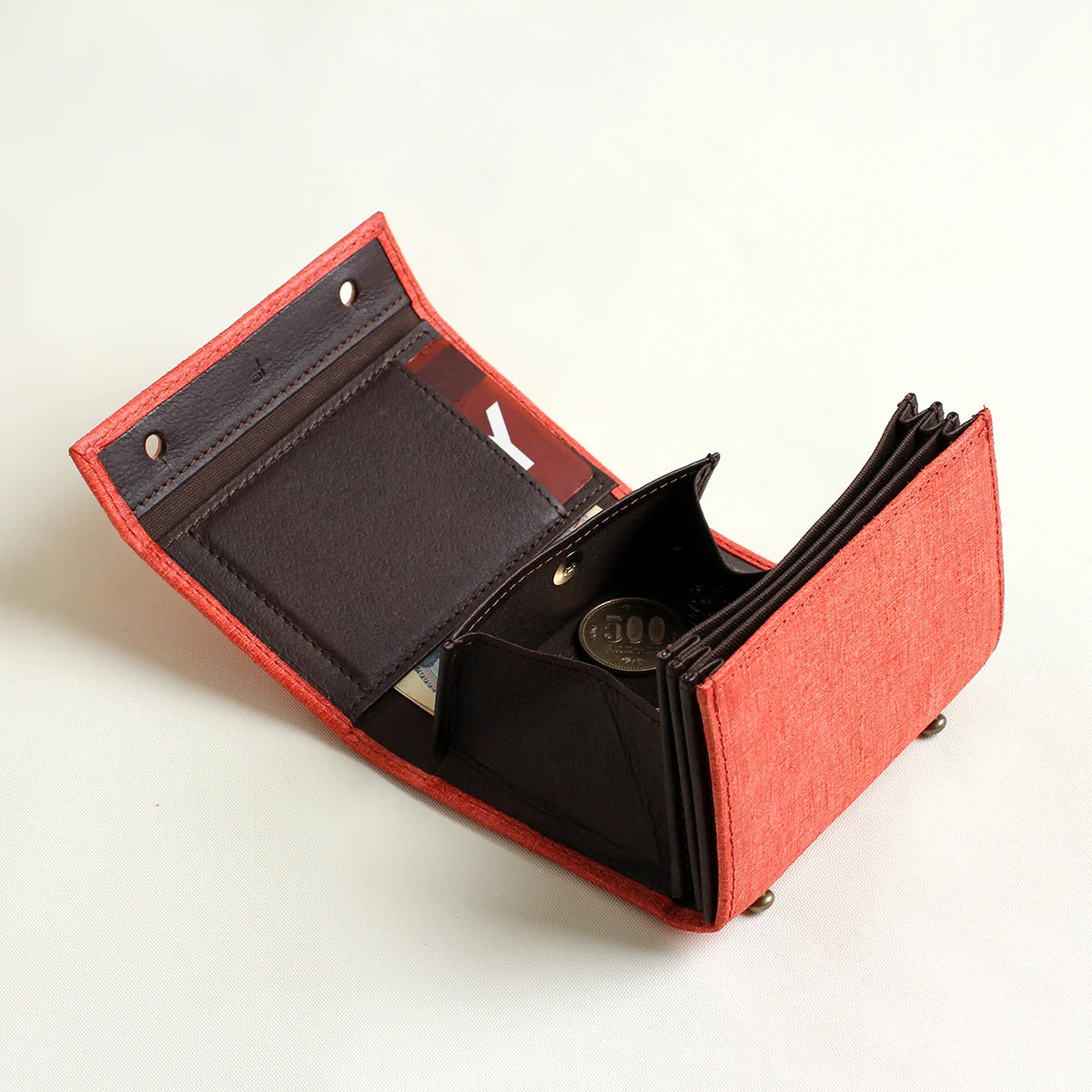 m+ Quadretti wallet in red, opened