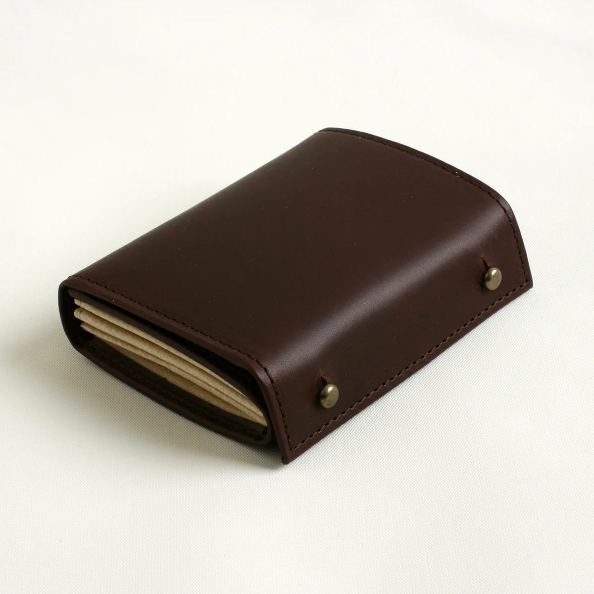 m+ millefoglie II leather wallet in tobacco and beige #Color_Tobacco × Beige