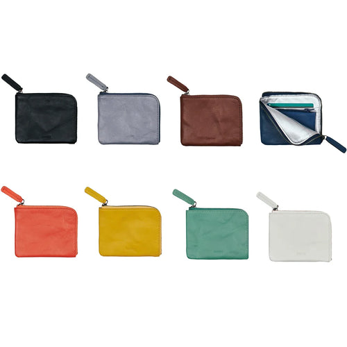 hmny Compact Leather Wallet – Zip Coin Pocket, Cards & Bills