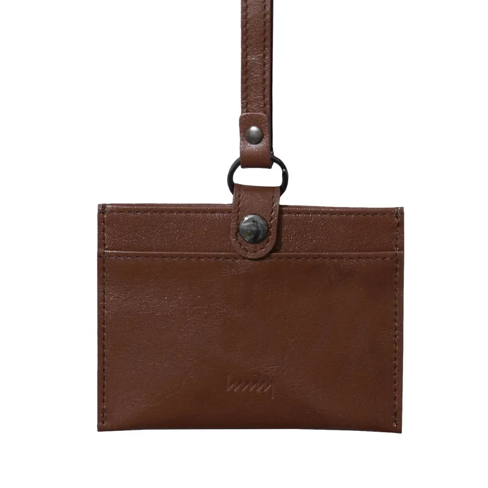 hmny leather ID card holder in brown #Color_Brown