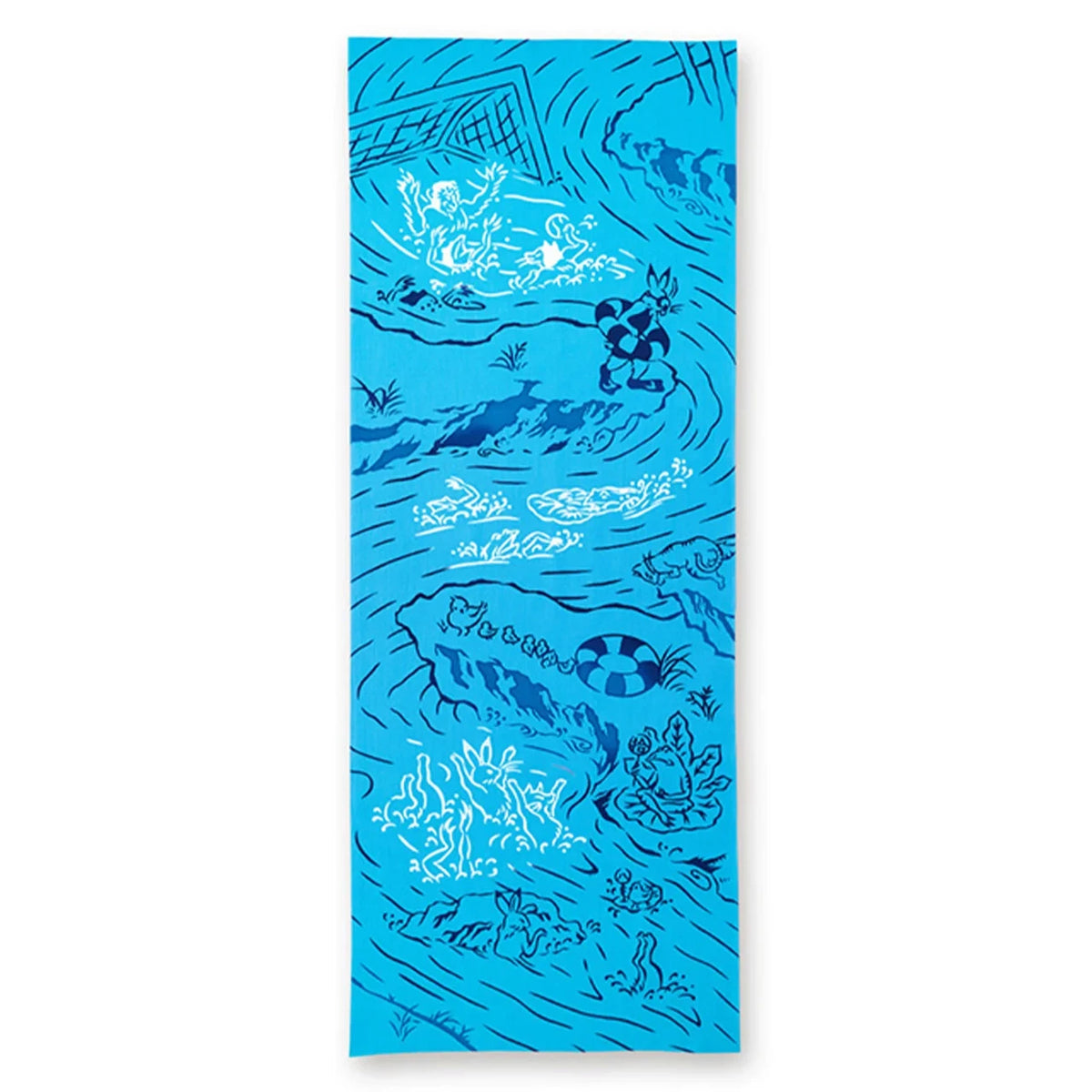 Chōjū-giga tenugui, Swimming design: frolicking frogs, rabbits and monkeys