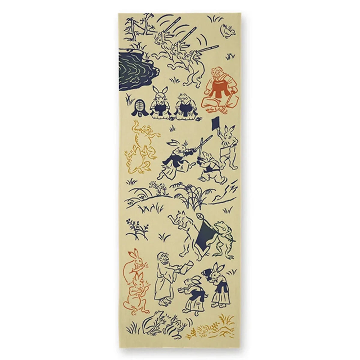 Chōjū-giga tenugui, Kendo design: frolicking frogs, rabbits and monkeys