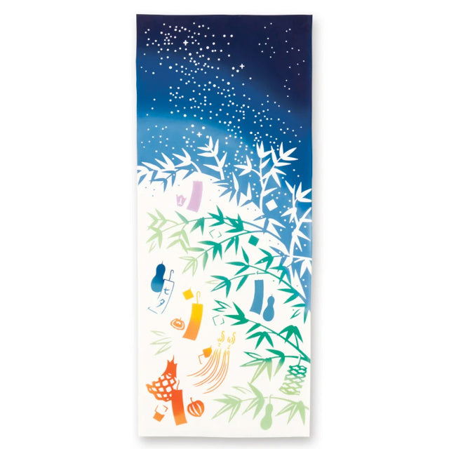 Artisan Hand-Dyed Japanese Tenugui Cloth - From Towel to Elegant Wall Accent | Summer "Vibrant Festivals & Ocean Breezes"