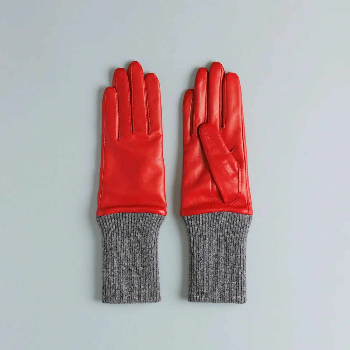 Kuroda women’s lambskin leather gloves with knit cuff in garnet red #Color_Garnet Red