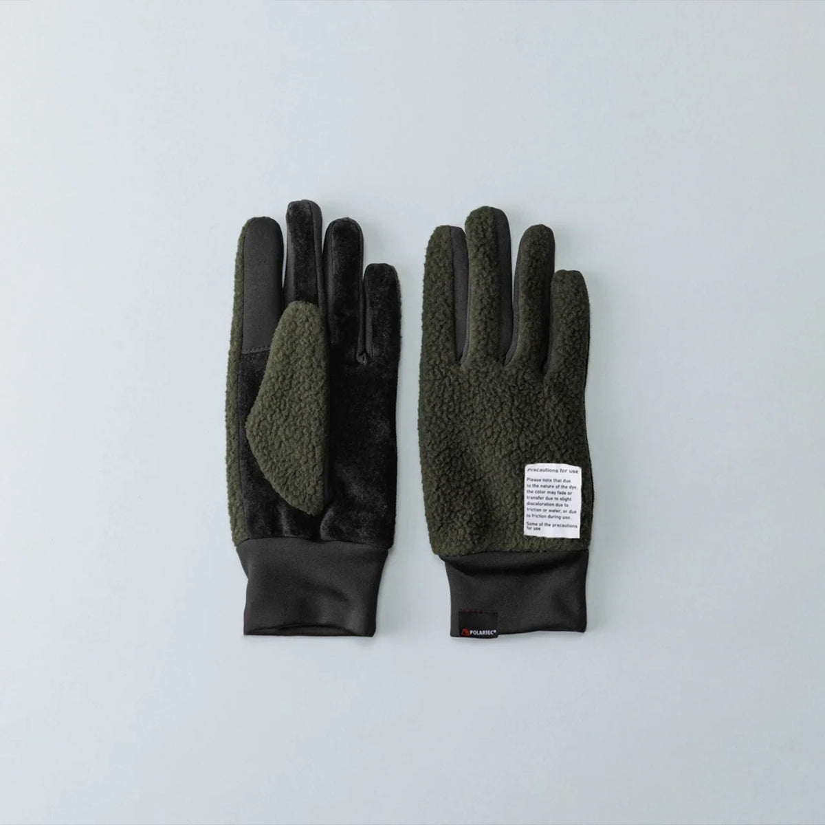 Kuroda women’s pig suede and fleece gloves in khaki #Color_Khaki