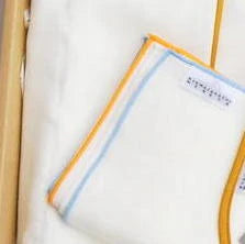 3-layer gauze handkerchief with orange and light blue piping