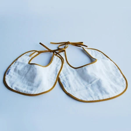 5-layer gauze baby bibs, small (left) and large (right)