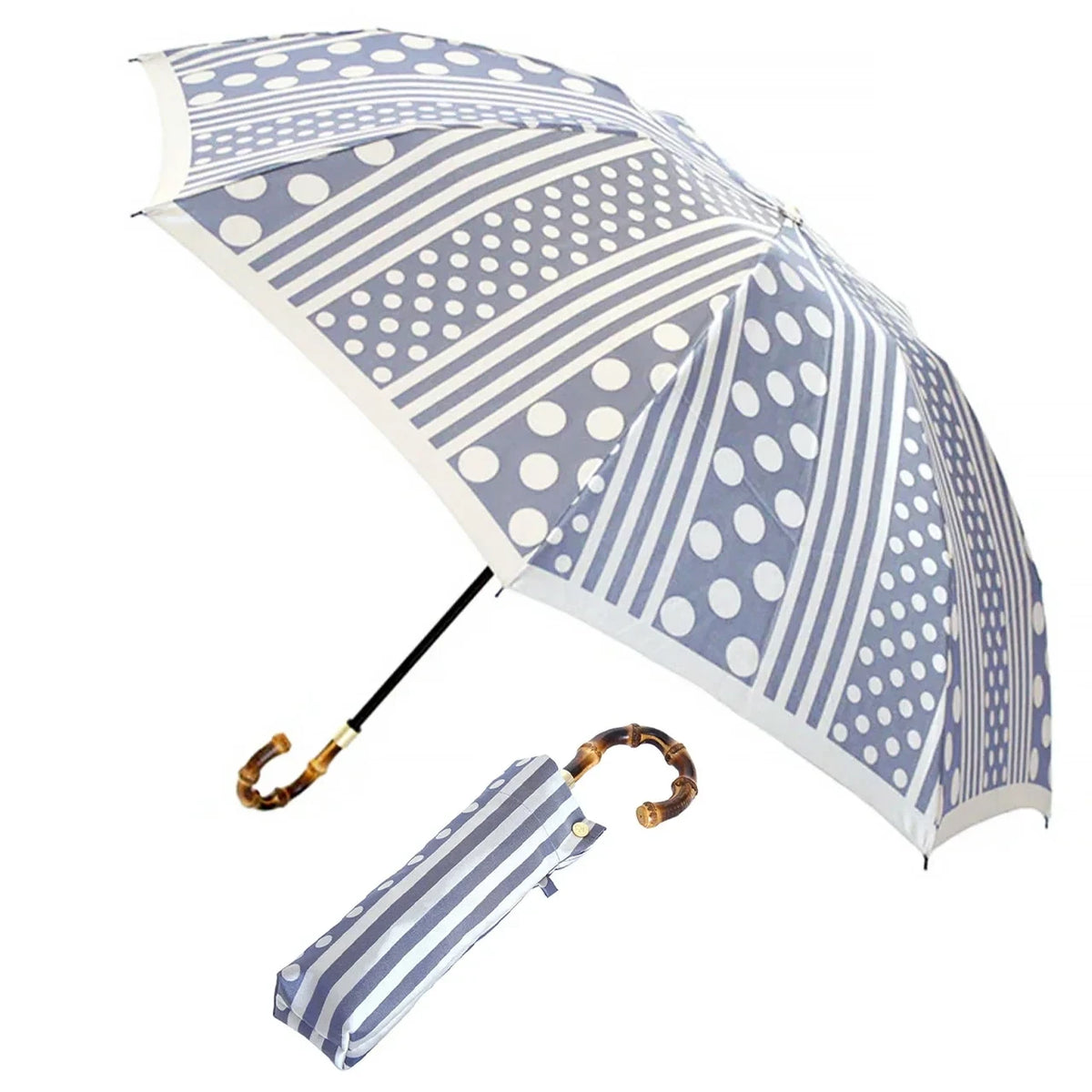 kirie Dots and Stripes folding umbrella by Makita Shoten