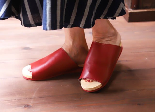 Wooden room shoes "Two-piece" -Mizutori Kogyo-