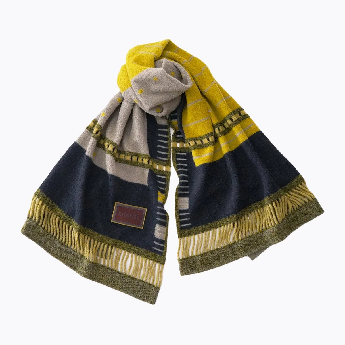 Charcoal window stole – mustard yellow and gray knit #Color_Charcoal