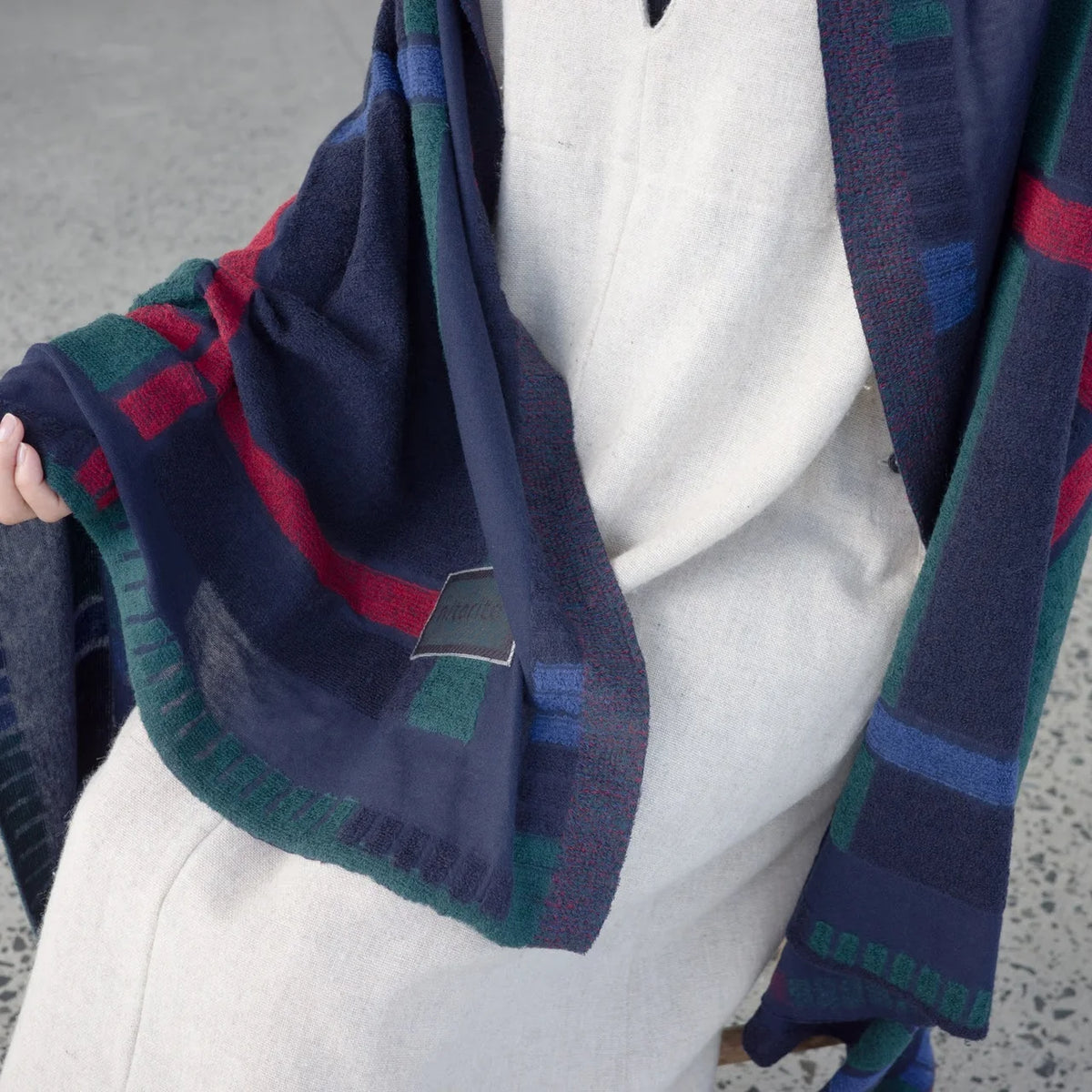 Navy tanbo stole, close-up