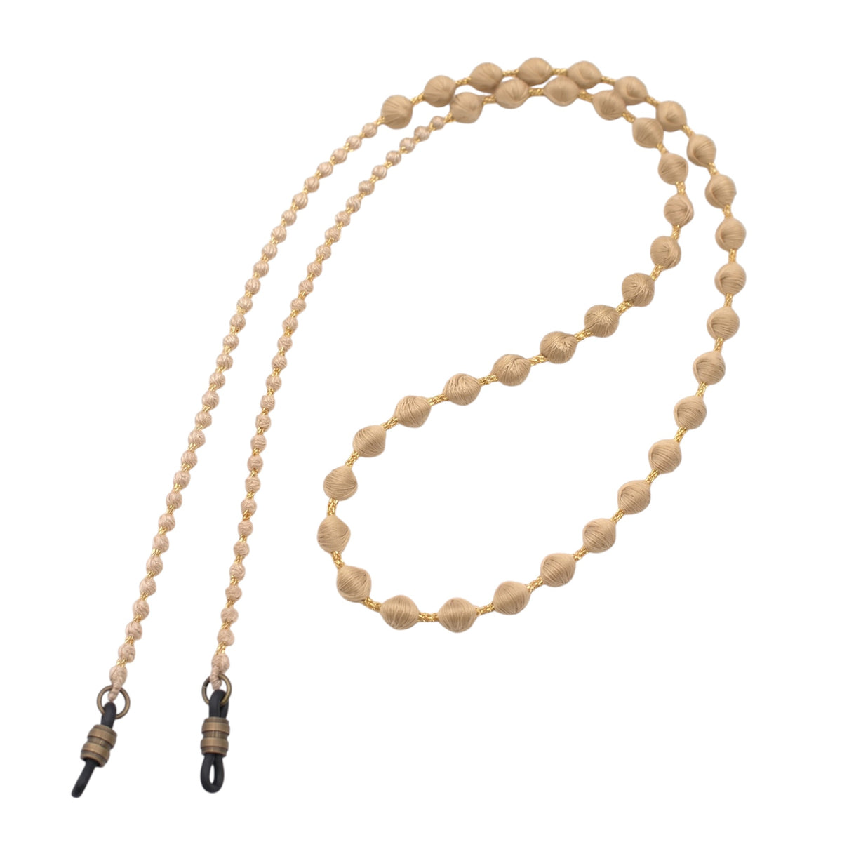 Wood Beige beaded glasses cord #Color_Wood Beige
