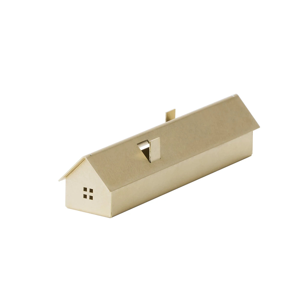Brass Incense House Long incense holder on white #Color_Brass (Gold)