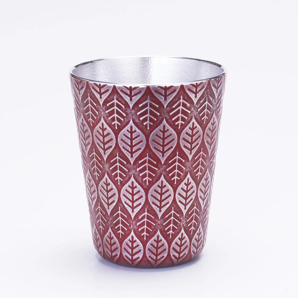 Osaka Suzuki tin tumbler Happa with leaf pattern in vermilion #Color_Vermilion