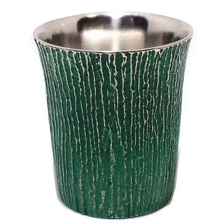 Osaka Suzuki tin guinomi sake cup, Shofu design in green #Color_Green