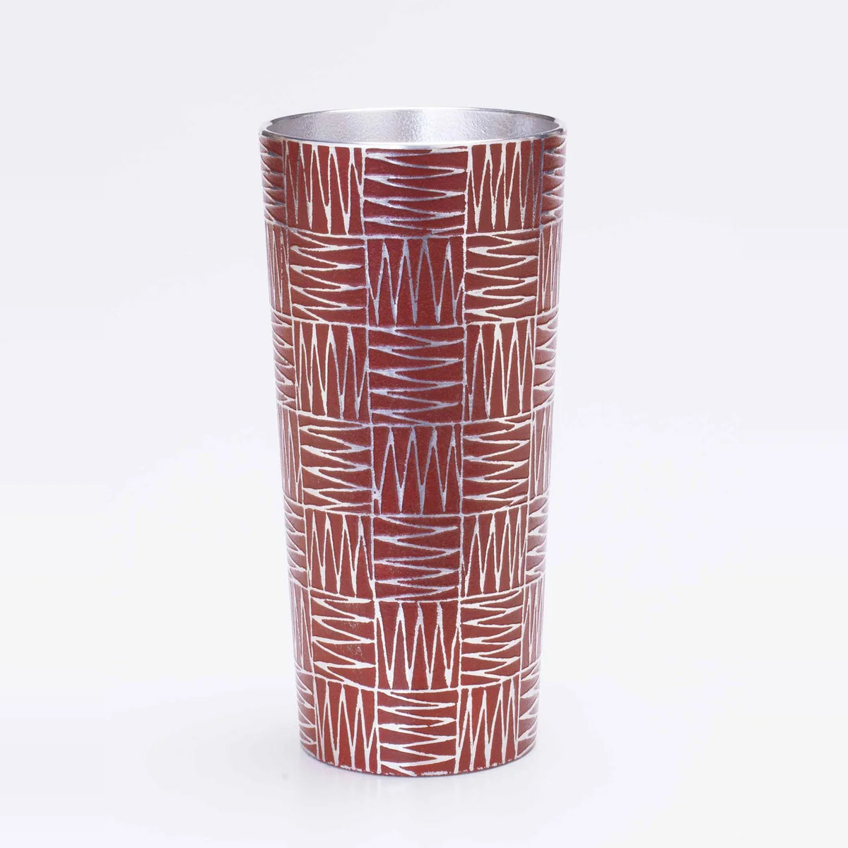 Osaka Suzuki tin tumbler Ichimatsu with checkered pattern in vermilion #Color_Vermilion