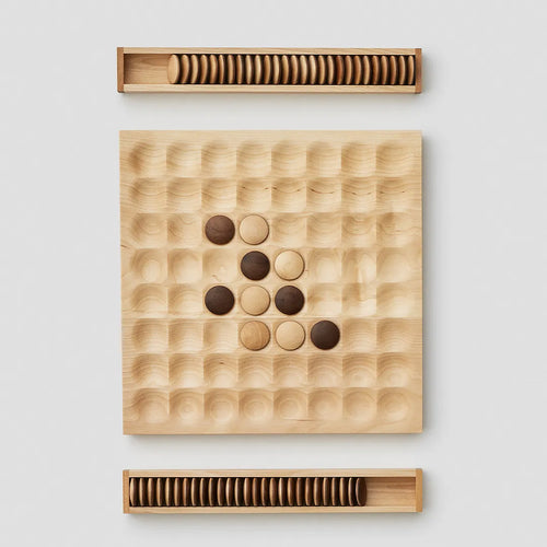 Reversi (Othello) aus Holz: Handgefertigtes Brettspiel aus Walnuss und Birke | SASAKI KOGEI