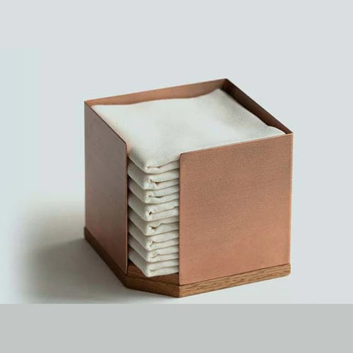 Oak & Stainless Stocker with 8 Wazarashi Cotton Squares | sasasa
