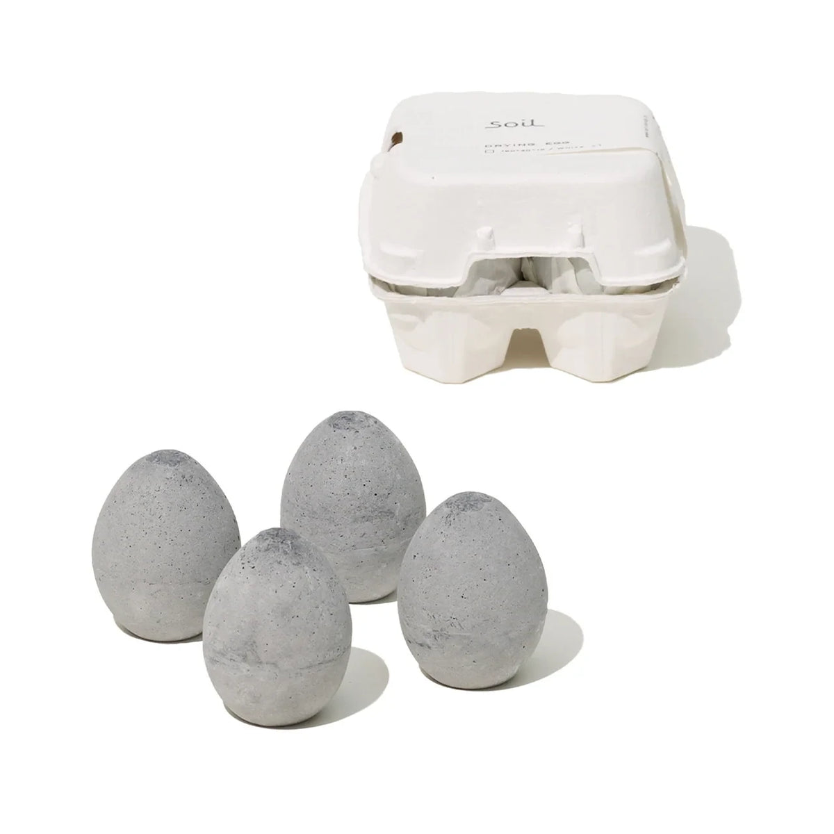 Four soil diatomaceous earth drying eggs with their box