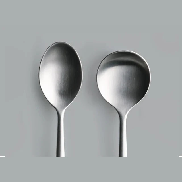 THE Dinner Spoon and Soup Spoon in matte stainless steel