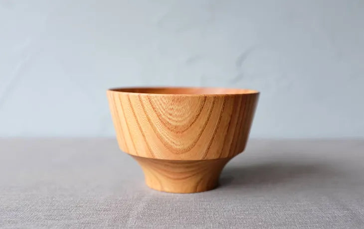 ISHIZUE 01 zelkova wooden bowl with a slightly sharp, easy-to-hold shape #Design_ISHIZUE 01