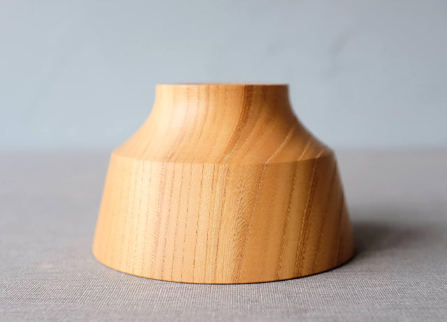 ISHIZUE wooden bowl upside down showing the foot