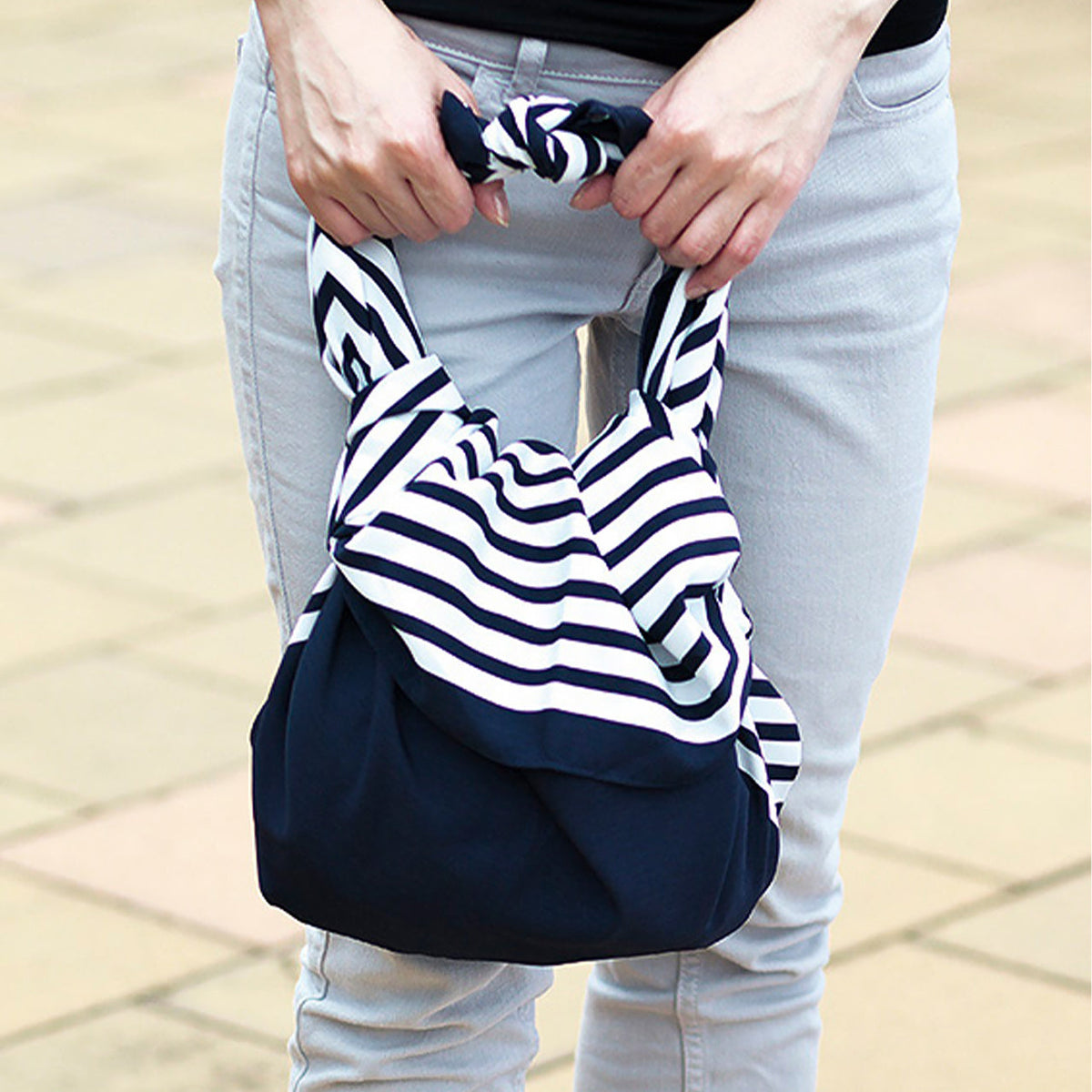 NAGARE furoshiki tied as a shoulder bag