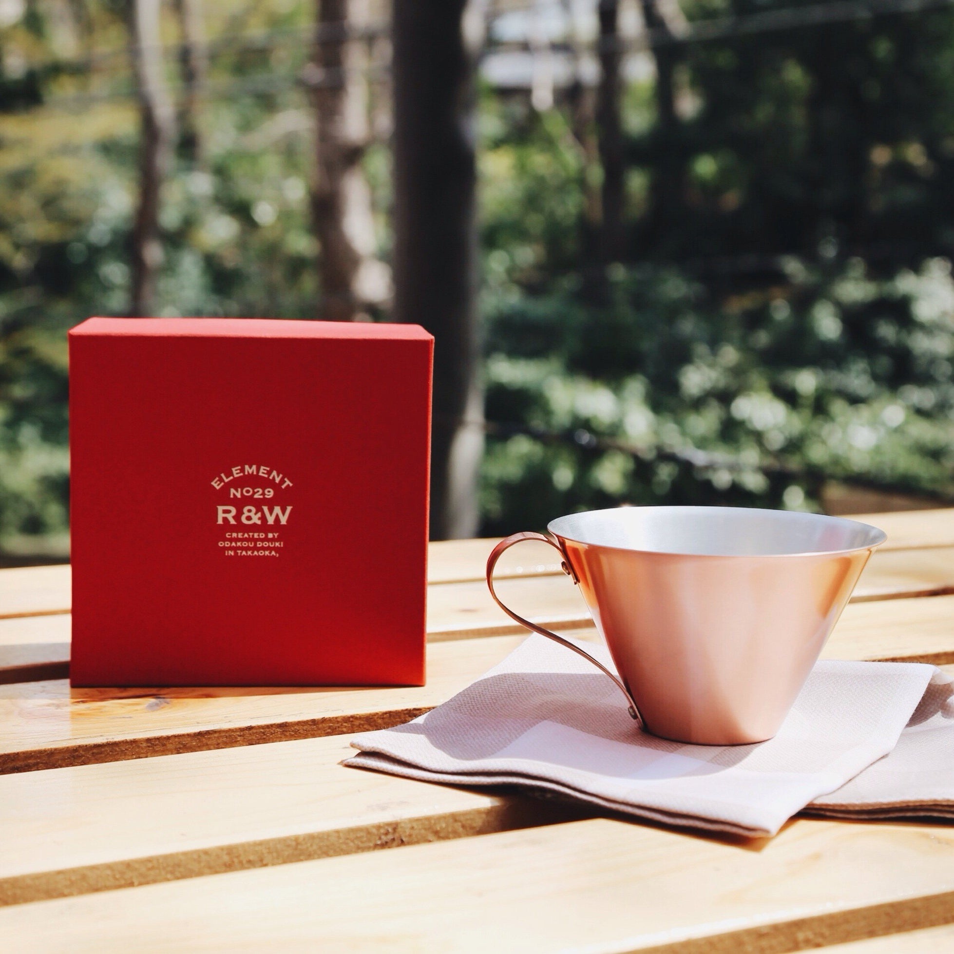 Handcrafted Copper Ice Coffee Cup (350ml) - RED&WHITE -