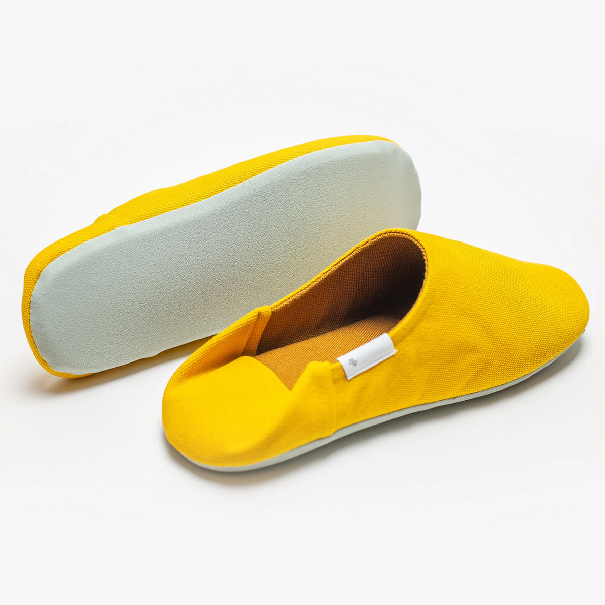 Mustard yellow canvas babouche, sole view #Color_Mustard Yellow