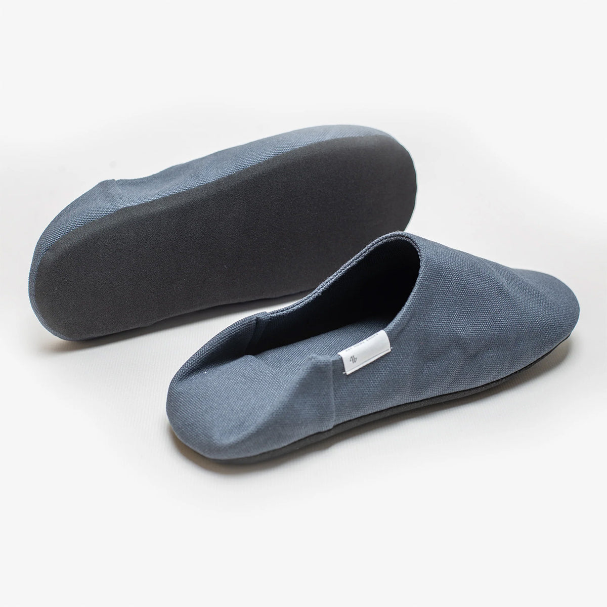 Slate gray canvas babouche, sole view #Color_Slate Gray