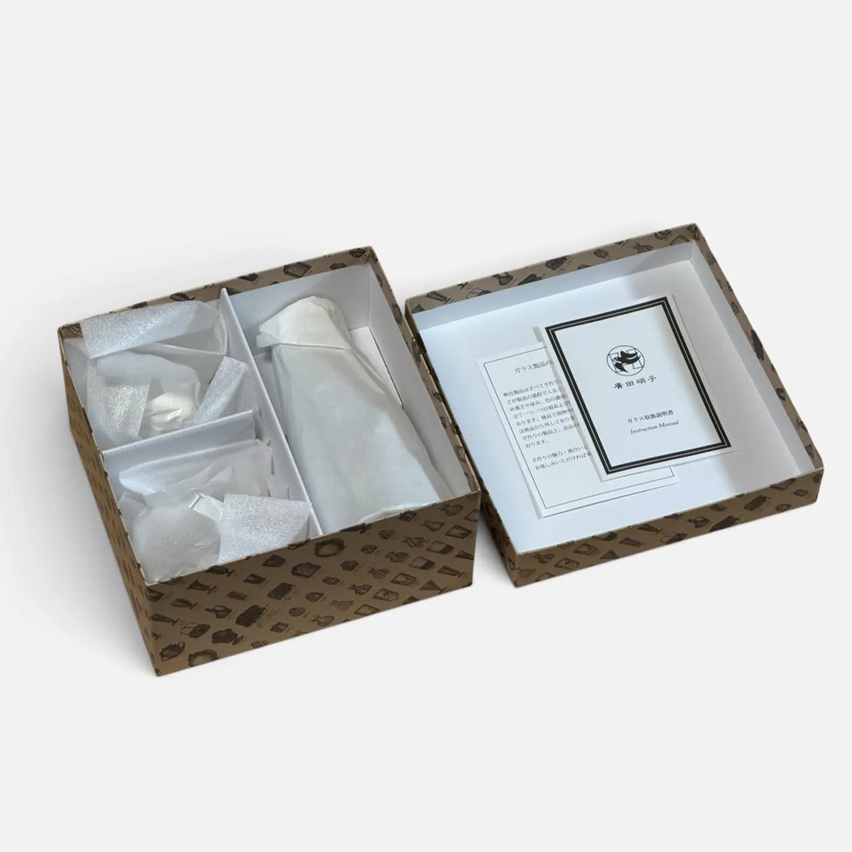 Edo glass sake set packed in its gift box