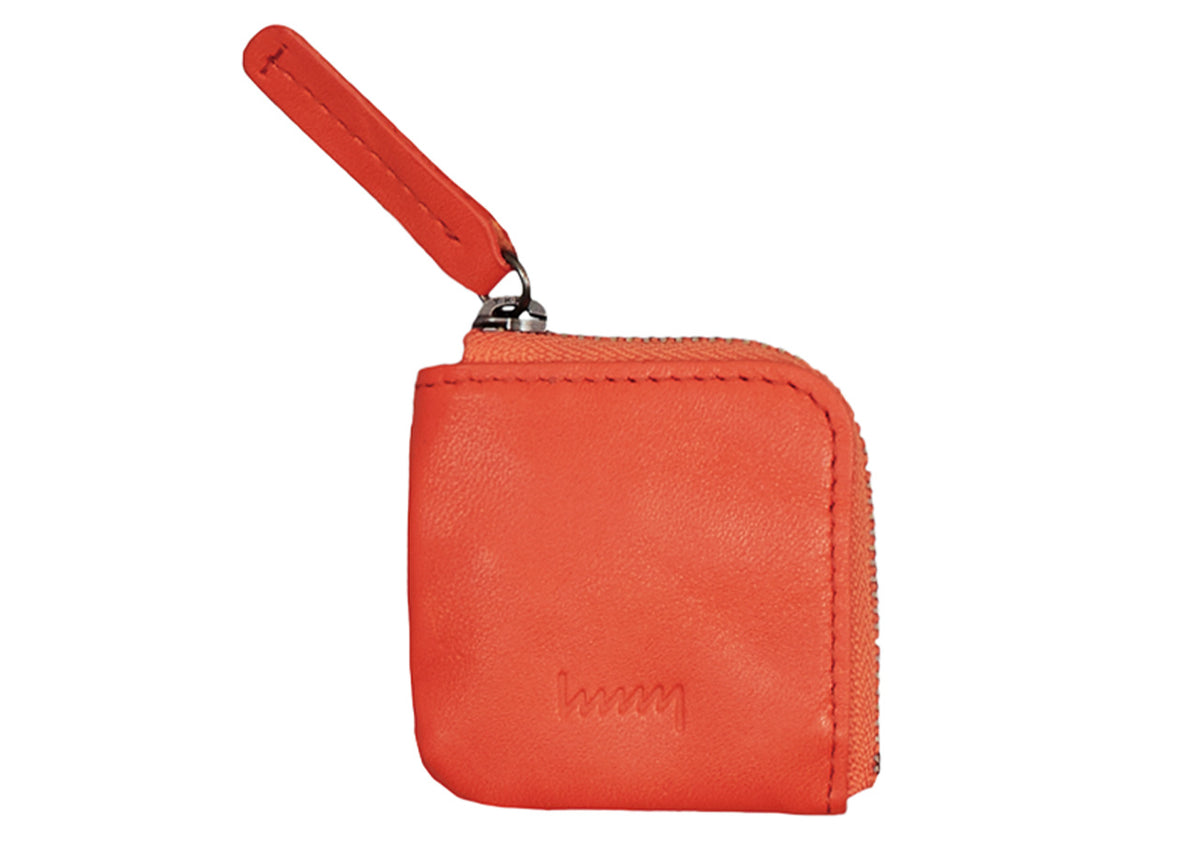 Orange cowhide mini coin purse #Color_Orange