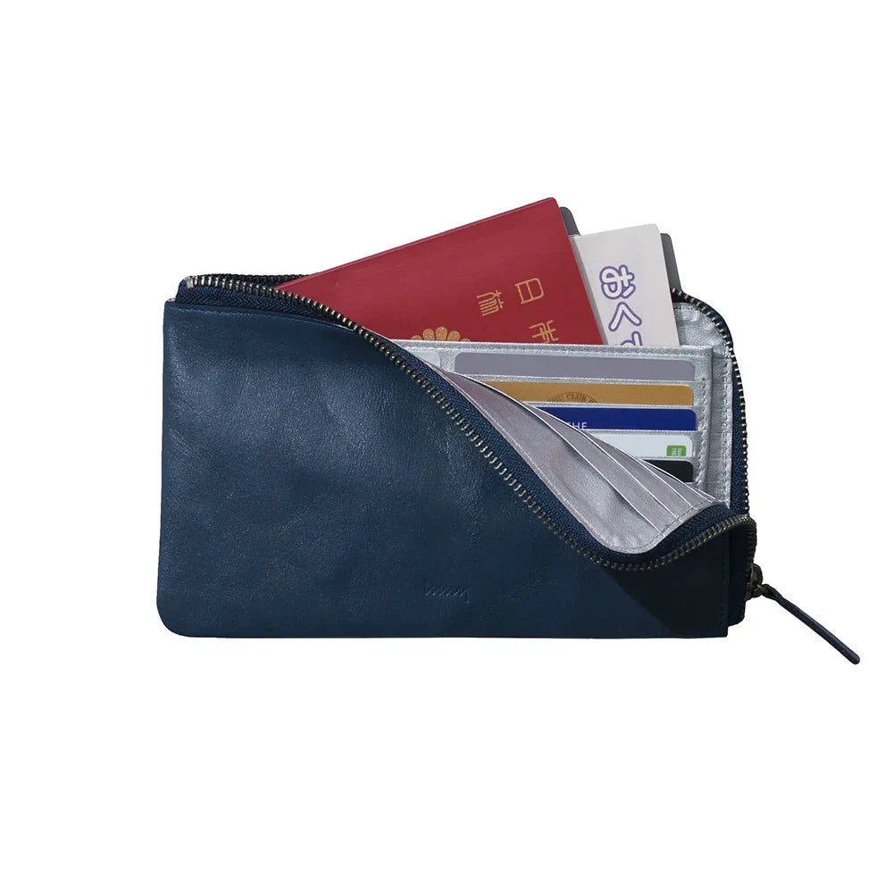hmny leather card wallet in navy #Color_Navy