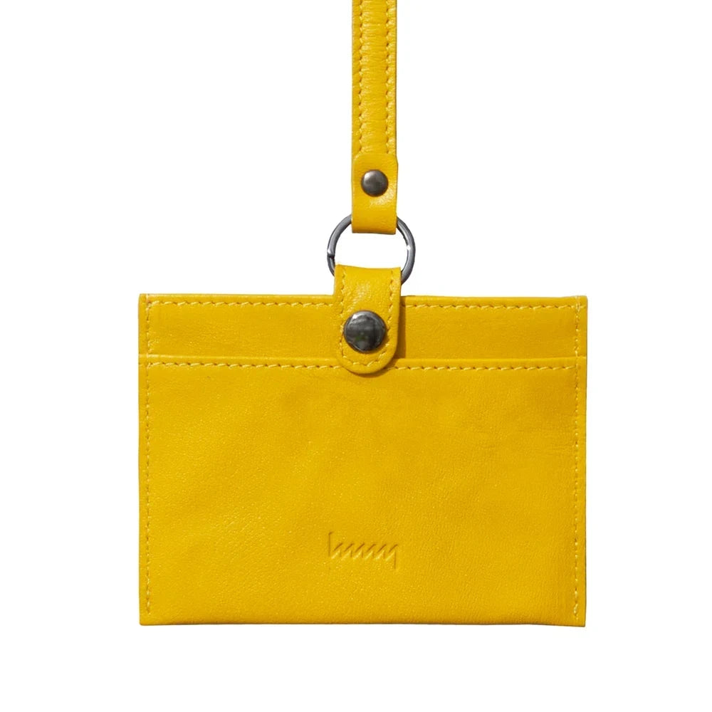 hmny leather ID card holder in yellow #Color_Yellow