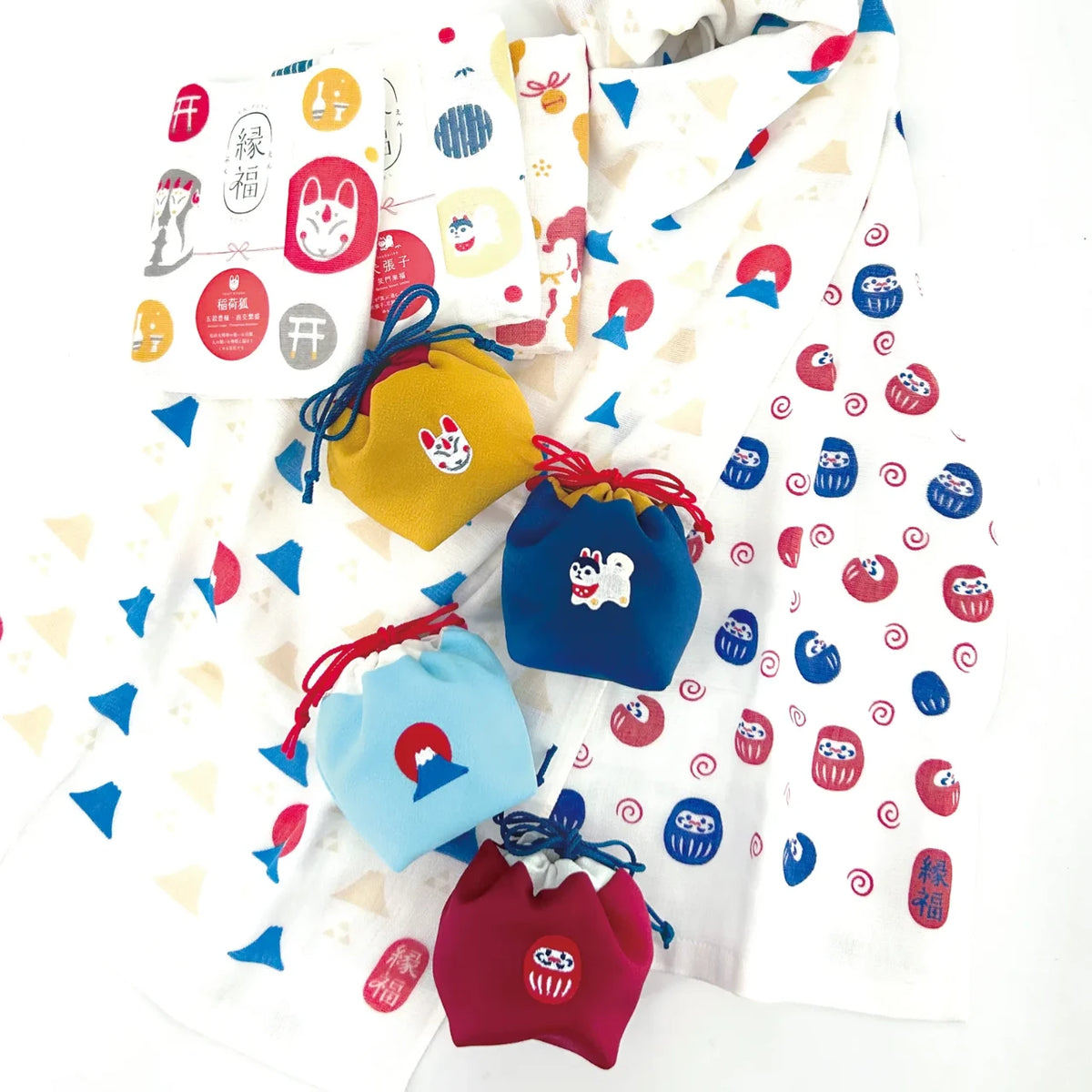 JIKAN STYLE drawstring pouches in several designs