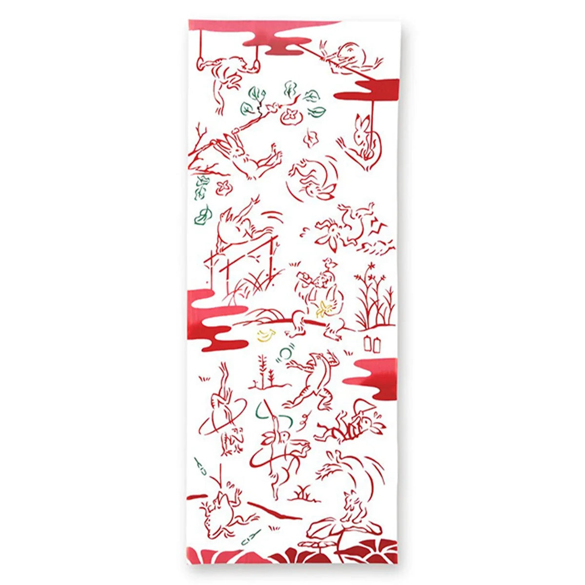 Chōjū-giga tenugui, Gymnastics design: frolicking frogs, rabbits and monkeys