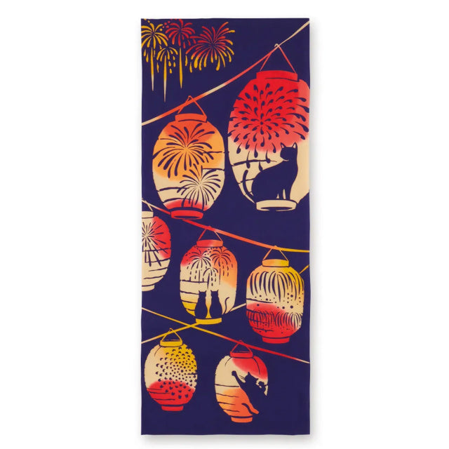Artisan Hand-Dyed Japanese Tenugui Cloth - From Towel to Elegant Wall Accent | Summer "Vibrant Festivals & Ocean Breezes"