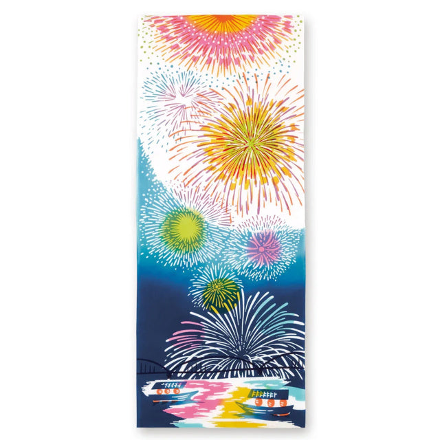 Artisan Hand-Dyed Japanese Tenugui Cloth - From Towel to Elegant Wall Accent | Summer "Vibrant Festivals & Ocean Breezes"